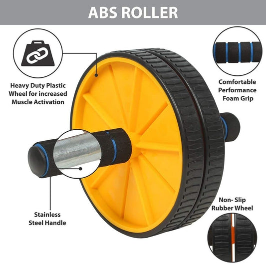 Premium Abs Roller for Men & Women, Abs Workout Equipment for Abdominal Ab Roller Home Exercise Equipment with Knee Mat -(Yellow & Black)