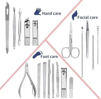 Pedicure Manicure Kit 19 in 1 Manicure Set for Men and Women Fingernails and Toenails with Luxurious Case