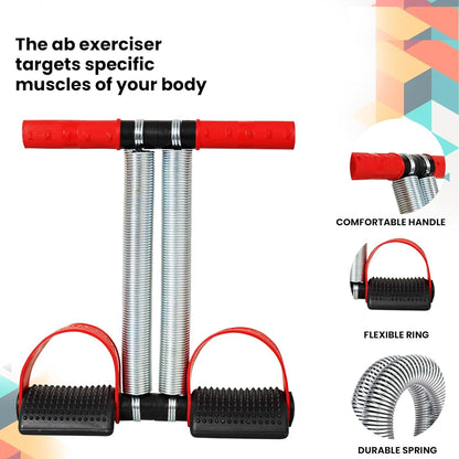 Premium Double Spring Tummy Trimmer Men and Women, Home for Abdominal, Belly Exercise Waist Trimmer, Tummy Twister (Red & Black)